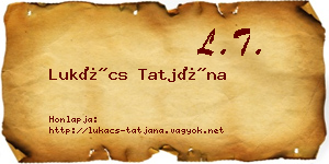 Lukács Tatjána névjegykártya